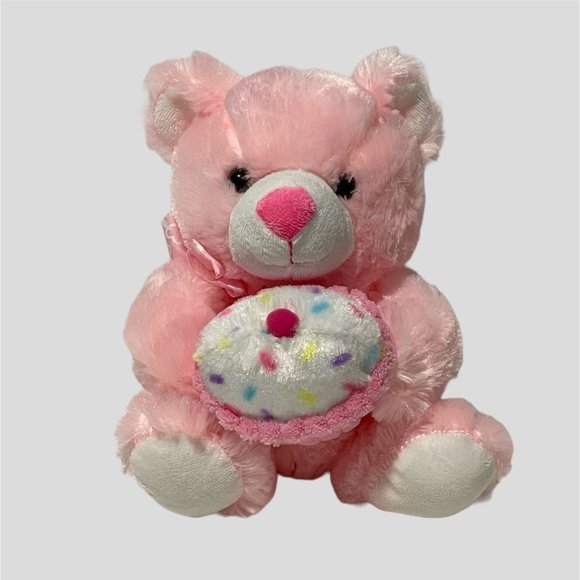 Kellytoy Other - Kellytoy Plush Birthday Teddy Bear Soft Pink Fur Cupcake Stuffed Animal 10"